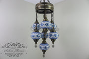 7 - BALL SULTAN TURKISH MOSAIC CHANDELIER (LARGE GLOBES) - TurkishLights.NET