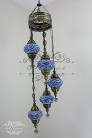 5 BALL TURKISH MOSAIC CHANDELIER, - TurkishLights.NET