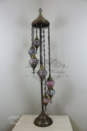 7 BALL TURKISH MOSAIC FLOOR LAMP, LAMBADER, MEDIUM GLOBES - TurkishLights.NET