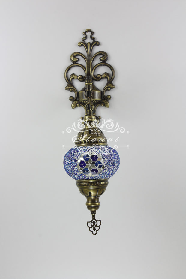 Turkish Mosaic  Wall Sconce, With Medium Globe - TurkishLights.NET