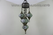 5-BALL SULTAN MOSAIC CHANDELIER (LARGE GLOBES) - TurkishLights.NET