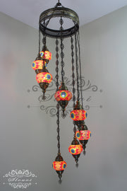 TURKISH MOSAIC LAMP, Water Drop Style CHANDELIER IN 8 GLOBES - TurkishLights.NET