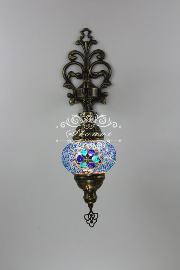 Turkish Mosaic  Wall Sconce, With Medium Globe - TurkishLights.NET