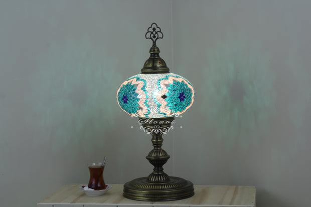 Turkish Mosaic Table Lamp, Extra Large Globe (NO5 GLOBE) - TurkishLights.NET