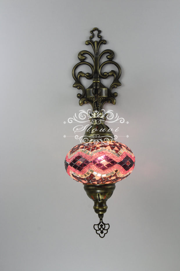 Turkish Mosaic Single Wall Sconce, With Large Globes - TurkishLights.NET