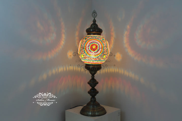 MOSAIC FLOOR / TABLE LAMP WITH 30CM (12") GLOBE - TurkishLights.NET