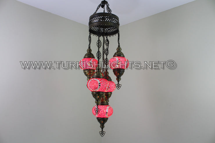 5-BALL SULTAN MOSAIC CHANDELIER (MEDIUM GLOBES) - TurkishLights.NET