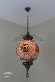 Mosaic Hanging Lamp with 35cm (14") Globe - TurkishLights.NET