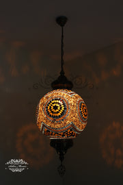 Mosaic Hanging Lamp with 35cm (14") Globe - TurkishLights.NET