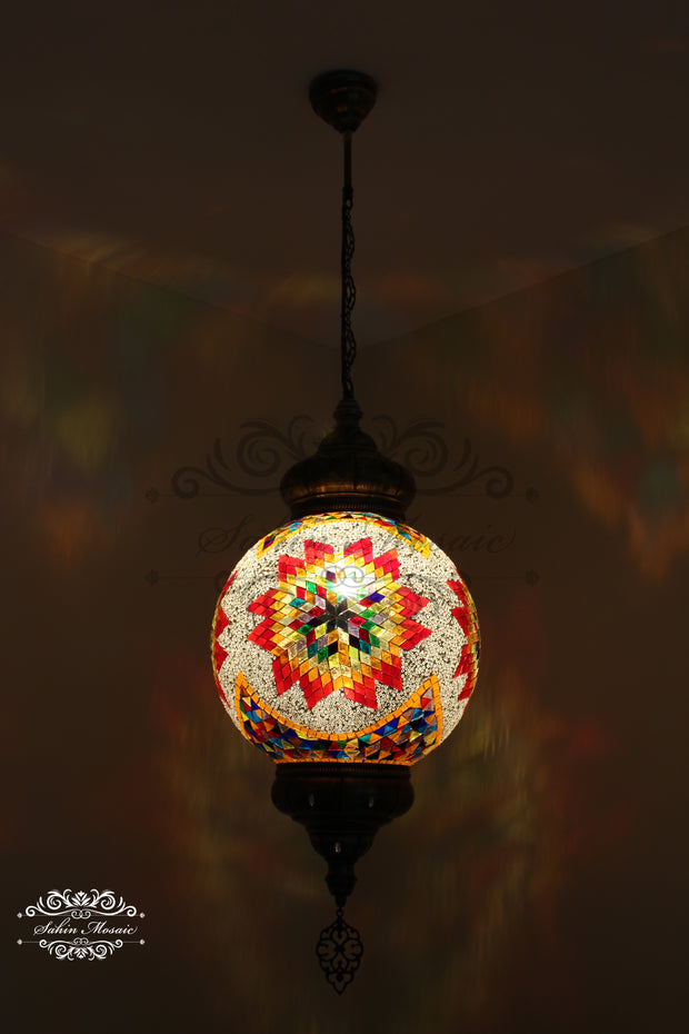 Mosaic Hanging Lamp with 30cm (12") Globe - TurkishLights.NET