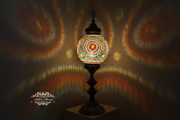 MOSAIC FLOOR / TABLE LAMP WITH 30CM (12") GLOBE - TurkishLights.NET