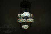 7 - BALL SULTAN TURKISH MOSAIC CHANDELIER (LARGE GLOBES) - TurkishLights.NET