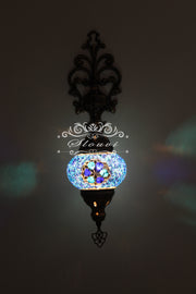 Turkish Mosaic  Wall Sconce, With Medium Globe - TurkishLights.NET