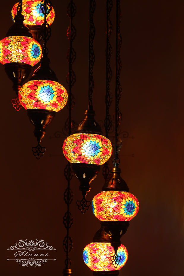 7 - BALL TURKISH MOSAIC CHANDELIER - TurkishLights.NET