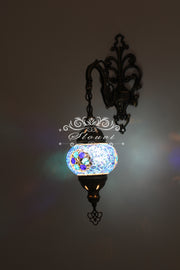 Turkish Mosaic  Wall Sconce, With Medium Globe - TurkishLights.NET