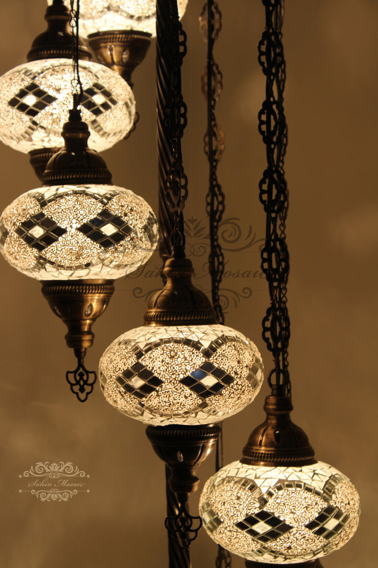 7  BALL TURKISH MOSAIC FLOOR LAMP, LAMBADER, LARGE GLOBES - TurkishLights.NET