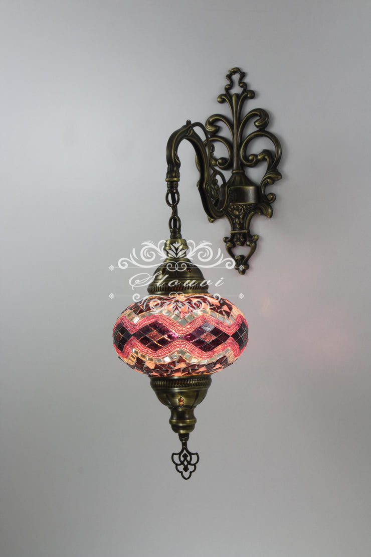 Turkish Mosaic Single Wall Sconce, With Large Globes - TurkishLights.NET