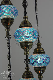 5 BALL TURKISH MOSAIC CHANDELIER, - TurkishLights.NET