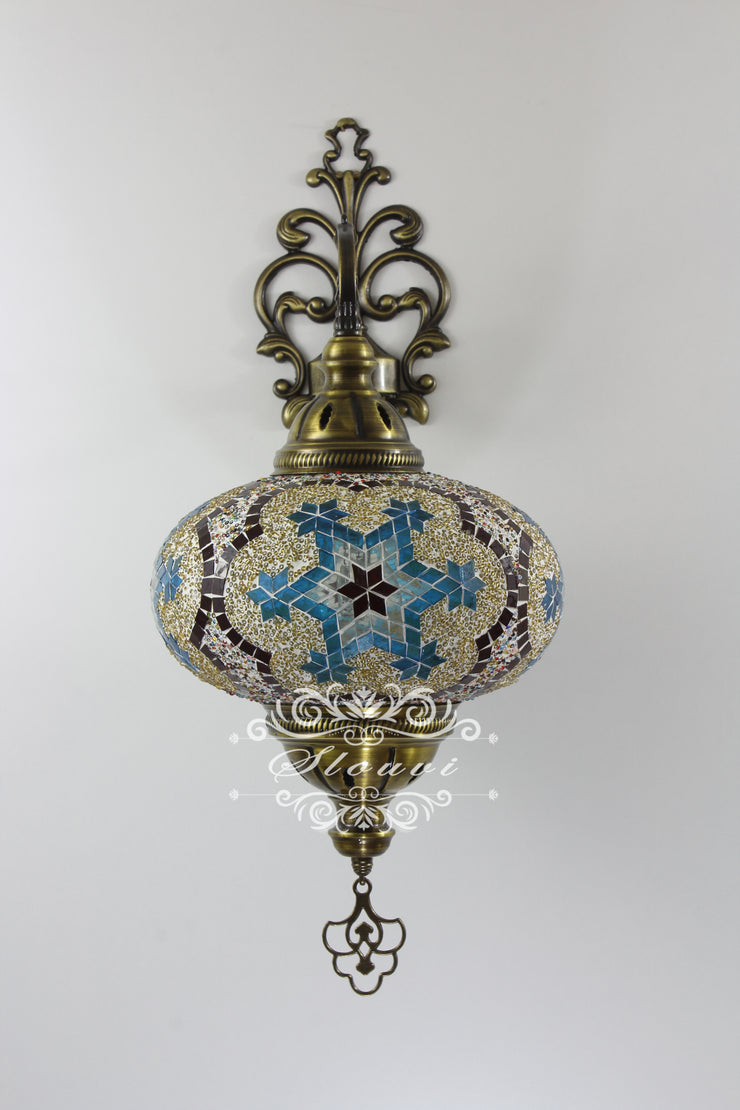 Turkish Mosaic  Wall Sconce, With Extra Large Globes - TurkishLights.NET