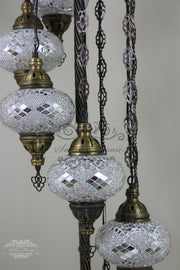 7  BALL TURKISH MOSAIC FLOOR LAMP, LAMBADER, LARGE GLOBES - TurkishLights.NET