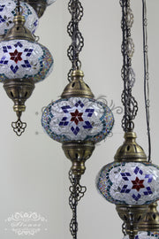 TURKISH MOSAIC LAMP, Water Drop Style CHANDELIER IN 8 LARGE GLOBES - TurkishLights.NET