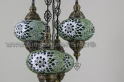 5-BALL SULTAN MOSAIC CHANDELIER (LARGE GLOBES) - TurkishLights.NET