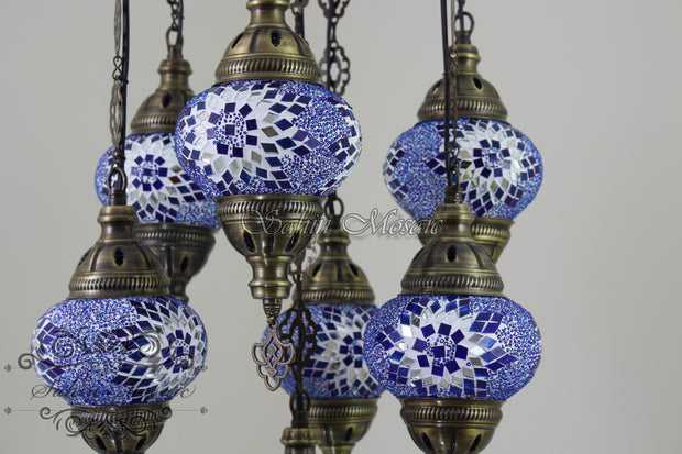 7 - BALL SULTAN TURKISH MOSAIC CHANDELIER (MEDIUM GLOBES) - TurkishLights.NET