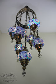 7 - BALL SULTAN TURKISH MOSAIC CHANDELIER (MEDIUM GLOBES) - TurkishLights.NET