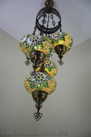 5-BALL SULTAN MOSAIC CHANDELIER (LARGE GLOBES) - TurkishLights.NET