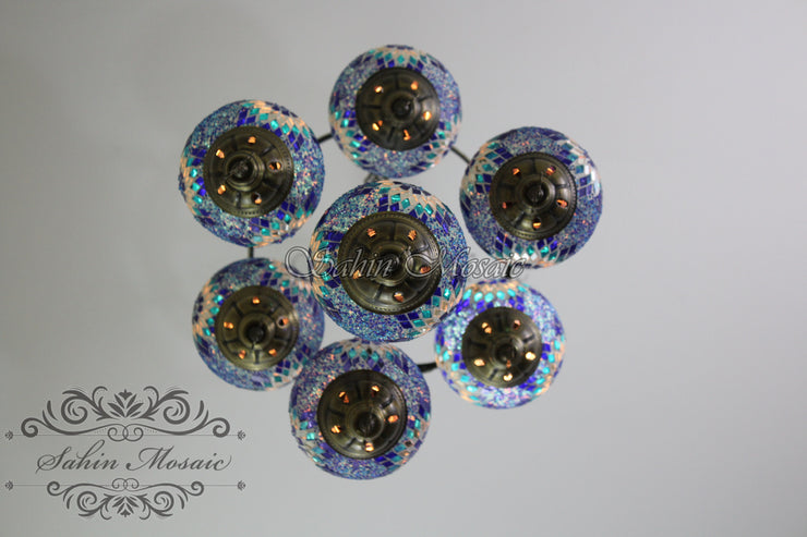 7 - BALL SULTAN TURKISH MOSAIC CHANDELIER (MEDIUM GLOBES) - TurkishLights.NET