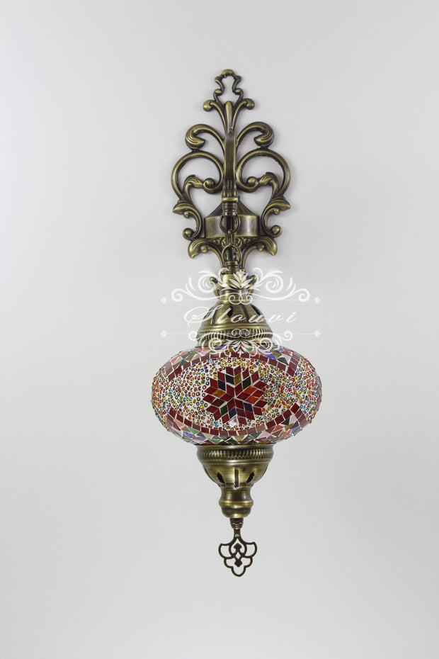 Turkish Mosaic  Wall Sconce, With Large Globe - TurkishLights.NET