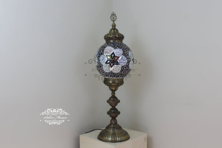 MOSAIC FLOOR / TABLE LAMP WITH 30CM (12") GLOBE - TurkishLights.NET