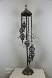 7 BALL TURKISH MOSAIC FLOOR LAMP, LAMBADER, MEDIUM GLOBES - TurkishLights.NET