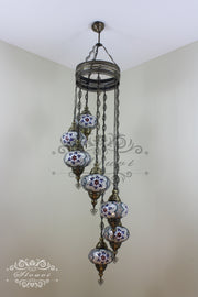 7 - BALL TURKISH MOSAIC CHANDELIER, LARGE GLOBES - TurkishLights.NET