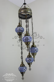 5 BALL TURKISH MOSAIC CHANDELIER, - TurkishLights.NET