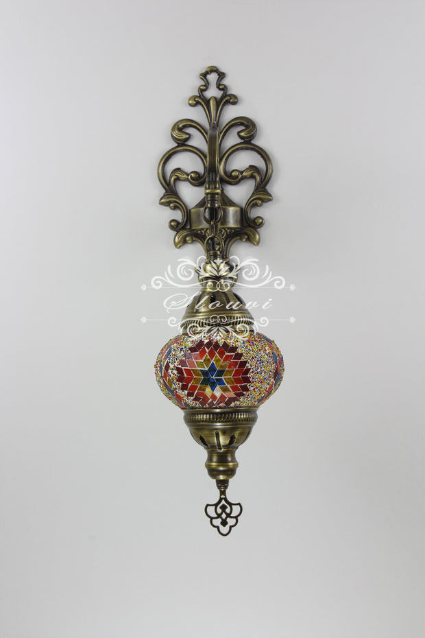 Turkish Mosaic  Wall Sconce, With Medium Globe - TurkishLights.NET