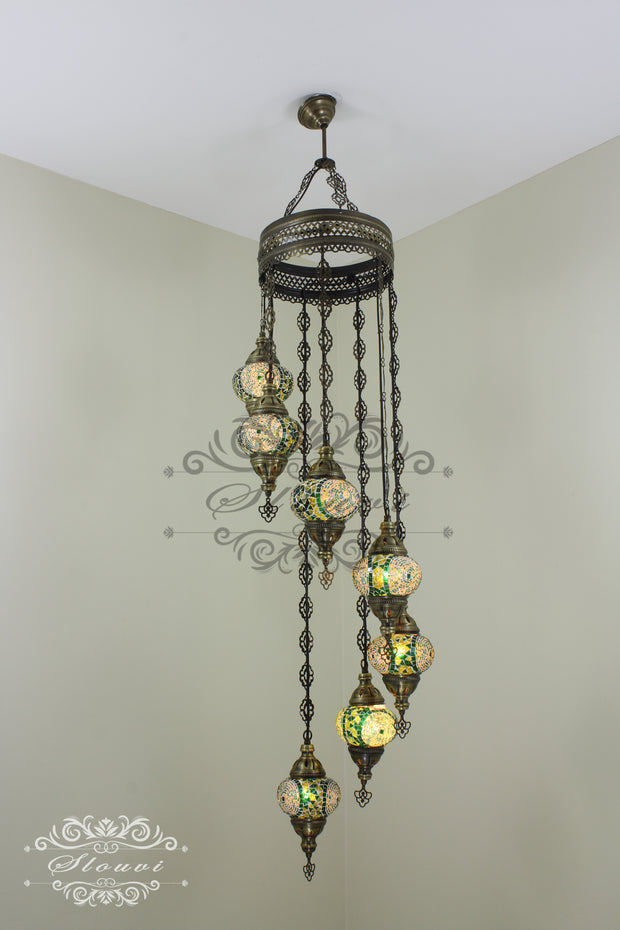 7 - BALL TURKISH MOSAIC CHANDELIER - TurkishLights.NET