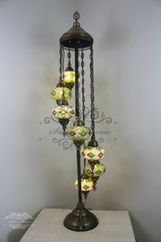 7  BALL TURKISH MOSAIC FLOOR LAMP, LAMBADER, LARGE GLOBES - TurkishLights.NET