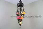 5-BALL SULTAN MOSAIC CHANDELIER (MEDIUM GLOBES) - TurkishLights.NET