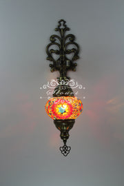 Turkish Mosaic  Wall Sconce, With Medium Globe - TurkishLights.NET