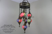 7 - BALL SULTAN TURKISH MOSAIC CHANDELIER (MEDIUM GLOBES) - TurkishLights.NET