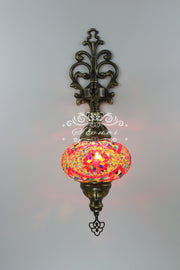 Turkish Mosaic  Wall Sconce, With Large Globe - TurkishLights.NET