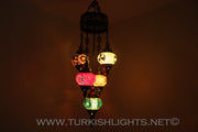 5-BALL SULTAN MOSAIC CHANDELIER (MEDIUM GLOBES) - TurkishLights.NET