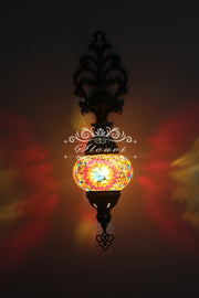 Turkish Mosaic  Wall Sconce, With Medium Globe - TurkishLights.NET