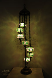 7  BALL TURKISH MOSAIC FLOOR LAMP, LAMBADER, LARGE GLOBES - TurkishLights.NET