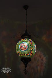 Mosaic Hanging Lamp with 30cm (12") Globe - TurkishLights.NET