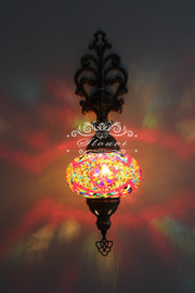 Turkish Mosaic  Wall Sconce, With Large Globe - TurkishLights.NET