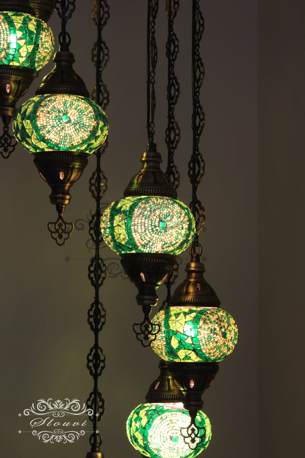 7 - BALL TURKISH MOSAIC CHANDELIER - TurkishLights.NET