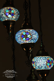 5 BALL TURKISH MOSAIC CHANDELIER, - TurkishLights.NET