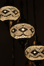 5 BALL TURKISH MOSAIC CHANDELIER, WITH LARGE GLOBES - TurkishLights.NET